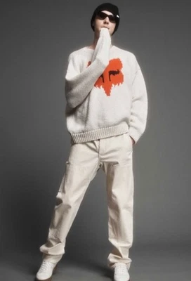 RAG & BONE x FOX Mens Logo Crewneck knit off white Sweater Sz M  (MSRP $695) - Image 1 of 2