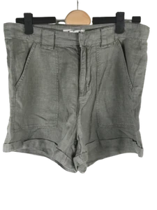 H&M Short Gris Femme Top Occasion Tissu Lin Epais Fermeture Bouton Taille 36 - Bild 1 von 8