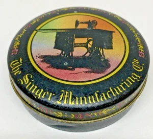 VTG 3.5" Singer Manufacturing Co Tin Bright Iridescent Cover Round w/VTG Buttons - Picture 1 of 5