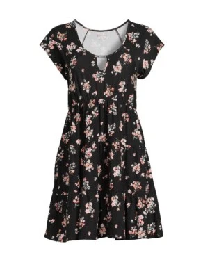 No Boundaries Juniors Size Small Cutout Black Floral Babydoll Dress New With Tag - Image 1 of 4