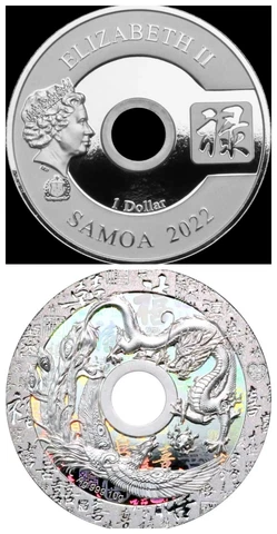 2022 Samoa $1 SILVER 10g Phoenix Dragon Coin. Box & COA. Proof Quality Cover