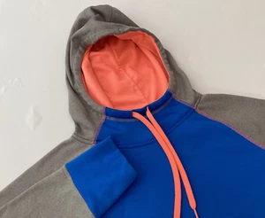 DANSKIN NOW Hoodie Women M (8-10) Royal Blue Orange Pullover Kangaroo Pocket Tie - Picture 1 of 9