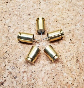 Set of 5 Bullet Brass Push Pins made with recycled casing of .308 Caliber - Picture 1 of 8