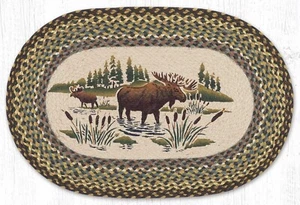 Braided Rug 20 x 30 inch Wading Moose Cabin Lodge Decor Earth Rugs 100% Jute - Picture 1 of 1