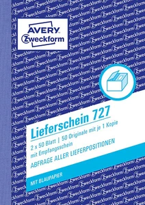 Avery Zweckform 727 Lieferscheine mit Empfangsschein, DIN A6, mit Empfangsschein - Bild 1 von 1