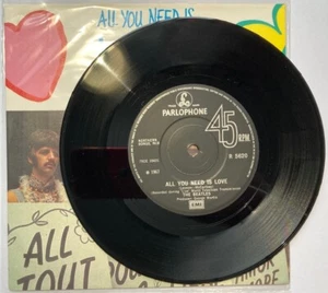 Beatles, All You Need Is Love / Baby, You're a Rich Man (UK '87) w/ pic slv, M- - Picture 1 of 4