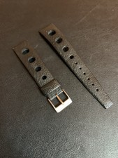 Vintage 19MM Swiss Made Tropic Strap Black Rally Holes