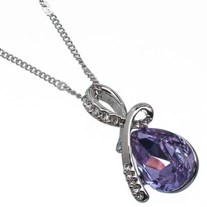 8.56 Ct Pear Cut Style Shape Purple Amethyst CZ 18K White Gold Plated Pendant - Picture 1 of 3