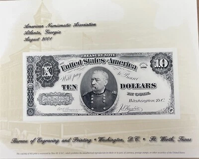 2001 ANA - Souvenir card - $10 Treasury Note  - USSK0024 - Image 1 of 2