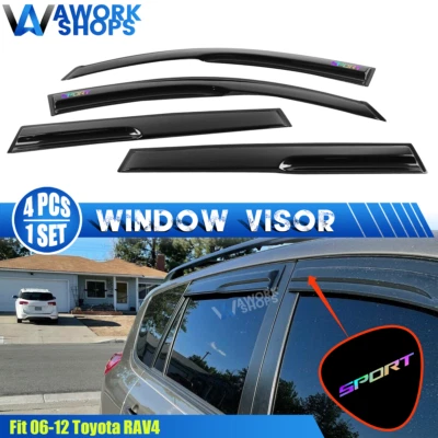 Fits 06-12 Toyota RAV4 Mugen Style Window Visors Rain Guard Shade w/ Laser Sport Foto 1 de 4