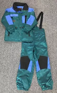 Tuta da sci neve vintage Roffe bavaglini e giacca colore verde iridescente blocco bambini 14 - Foto 1 di 11