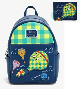 Disney Winnie the Pooh Plaid Balloons Loungefly Mini Backpack Bag & Wallet - NEW - Picture 1 of 9