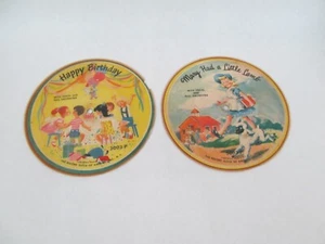 2 Vintage Kinder Bild Schallplatte Schallplatten Kinderzimmer Dekor Happy Birthday Jolly Fellow - Bild 1 von 3