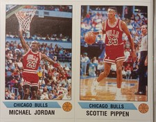 MICHAEL JORDAN SCOTTIE PIPPEN HAND CUT PANEL PANINI 1990 STICKER RARE 🔥 LOW POP
