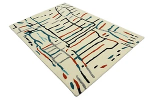 Tapis en Laine 120x180 Beige Multicolore Maroc Motif Touffeté à la Main % HT313 - Imagen 1 de 5