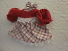 CPK doll clothes/14 inch//Red plaid dress/lace/hair bow