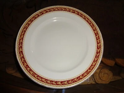 Sampson Bridgwood Lifelong Ironstone England Breakfast Plate Red & Gold Rim  - Image 1 of 4