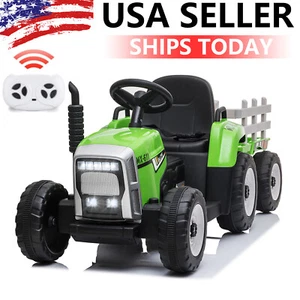12V Kids Electric Battery-Powered Ride On Tractor Toy w/ Trailer Remote Control - Picture 1 of 21