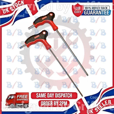 T BAR HANDLE BALL POINT HEX KEY SET DOUBLE END LONG HANDLE ALLEN ALEN ALAN H4 H5 - Image 1 of 4