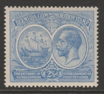 Bermudas COMO NUEVAS 1920 Tercentenario 21/2d azul brillante sg66 Foto 1 de 2