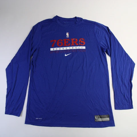 Philadelphia 76ers Nike NBA Authentics Long Sleeve Shirt Men's Blue New Cover