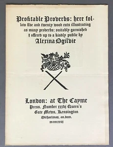 [The Cayne Press]  Illustrated Prospectus for Ogilvie's Profitable Proverbs 1923 - Imagen 1 de 4