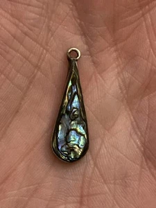 Alpaka Mexiko Anhänger Vintage Silber & Abalone 3 cm Träne - Bild 1 von 3