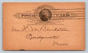 c1890 Boston To Bridgewater MA Postal Card Unable To Procure Short Sleeve Shirts - Picture 1 of 2