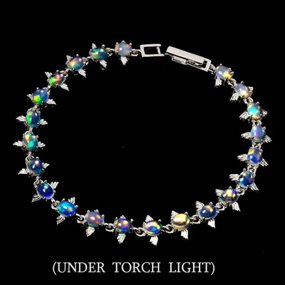 925 Sterling Silber Armband Oval Fire Opal 5x4mm Natur Edelstein - Bild 1 von 4