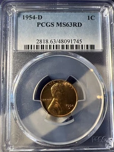 1954 D Lincoln Cent PCGS MS 63 RD - Picture 1 of 4