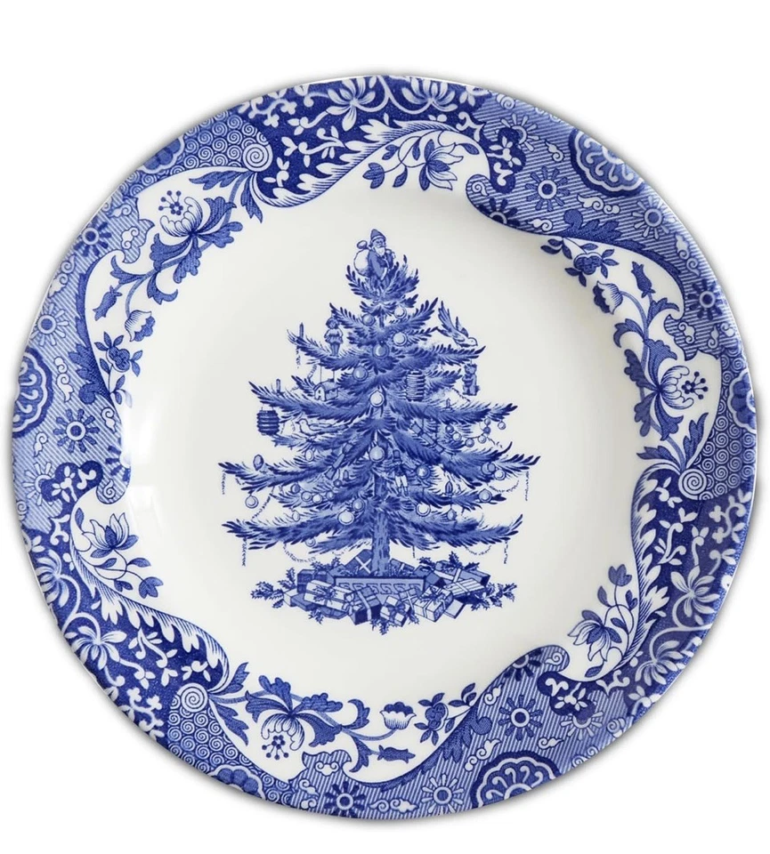 Spode Blue Italian Christmas Tree Salad Plate 8 Inches Set of 4  - Image 1 of 1