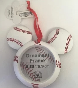 Disney Parks BASEBALL Holiday Christmas Mickey Mouse Ornament Frame Sports NWT - Picture 1 of 2