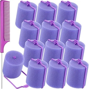 12 Pcs Jumbo Foam Sponge Hair Rollers 1.89 Inch Soft Sleeping Curlers Flexible L - Picture 1 of 6