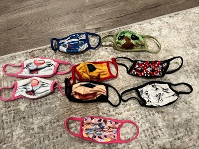 Lot of (9) Disney Cloth Face Masks Size Small - Boys and Girls Minnie - Yoda ++ - Image 1 of 4