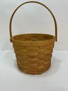 Vintage LONGABERGER Medium Round Fruit Basket with Handle Handwoven 1999 - Picture 1 of 11