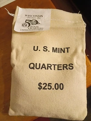 2004 D/P RARE $25 Face Mint Bag Wisconsin Quarters  Poss Hard To Find LeafError? - Image 1 of 4