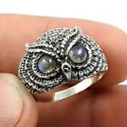 Owl Ring Size 8 Gift For Mom Jewelry Natural Labradorite 925 Sterling Silver L47