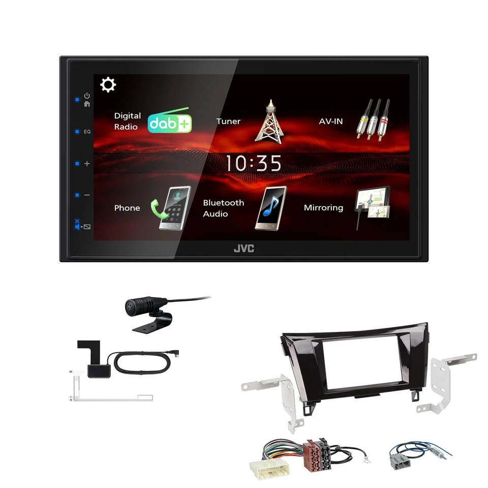 JVC KW-M180DBT 2DIN DAB+ Autoradio für Nissan X-Trail ab 2014 Klavierlack optik - Bild 1 von 4