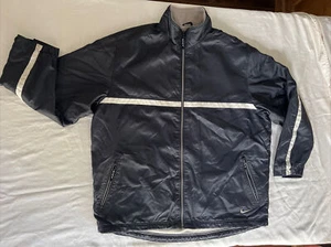 NIKE Vintage Men's Black Label Full Zip Windbreaker Jacket Size XXL FLEECE LINED - Picture 1 of 15