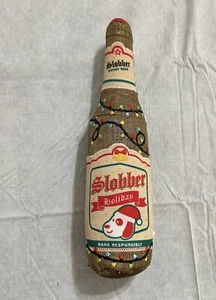 Slobber Holiday Doggy Beer Bottle, Dog Chew Toy, Squeaker & Crinkle Bark Box - Picture 1 of 3