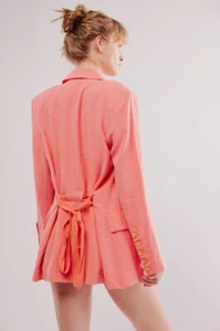 Free People Olivia jacket womens M Medium pink pocket button belt OB1458699 $198 - Picture 1 of 14