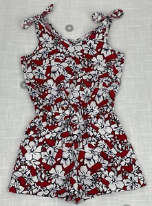 Vineyard Vines Red Hibiscus Whale Sleeveless Scoop Neck Romper Girls Sz XS (4/5) - Picture 1 of 8