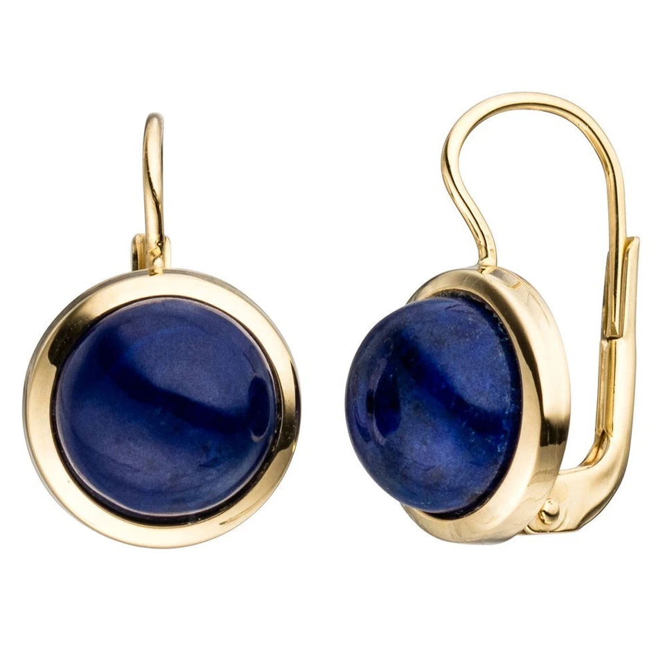 Orecchini Boutons Con Lapis-Lazuli Blu A Mezza Sfera, Oro Giallo 333 - Immagine 1 di 1