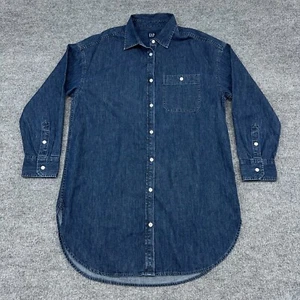 Gap Tunika Shirt Damen S Blau Chambray Denim Langarm Knopfleiste Oberteil - Bild 1 von 8