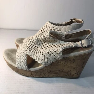 Jellypop Beige Open Toe 3.5in Wedge Heels Womens Size 8M - Picture 1 of 7