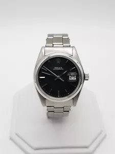 RARE  $10,000 ROLEX BLACK OYSTERDATE 34mm SS Mens Watch SERVICED RARE - Picture 1 of 7