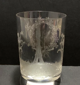ANTIQUE ‘EXPOSITION UNIVERSELLE PARIS 1889’ SOUVENIR ETCHED GLASS-EIFFEL TOWER - Picture 1 of 11