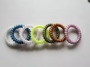 Spiral Hair Ties 2" Metallic Phone Cord Hair Ties Hair Coils Wristlets 7 PC SET - Picture 1 of 4
