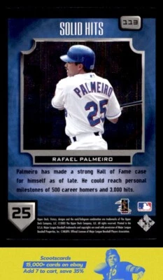 2003 Upper Deck Victory Solid Hits Rafael Palmeiro #113 Texas Rangers - Image 1 of 2