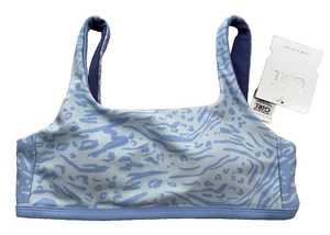 NWT Athleta Girl XL/14 Reversible Vitamin Sea Bikini Top Nina Animal Blue - Picture 1 of 7